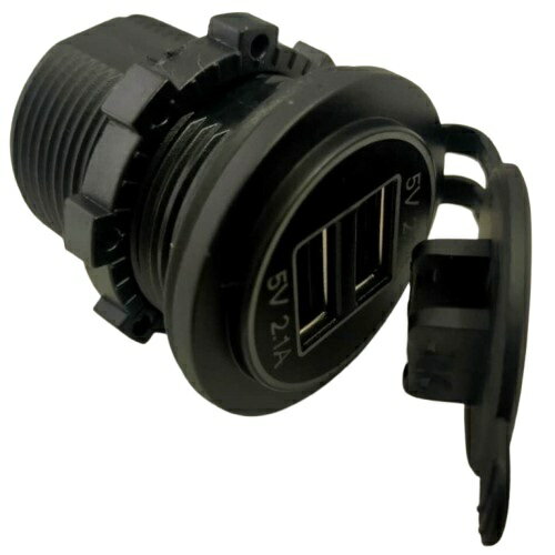 車用シガーソケット　ゴムカバー付　コンバーター　トラック用　24V→5V　2.1A　2口　1個入 ＜1co-407＞