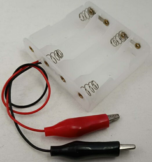 単三　4本　単3 電池ボックス・電池ケース　白　みのむしクリップ付　約×約×厚約mm　1個入　＜bat-036＞