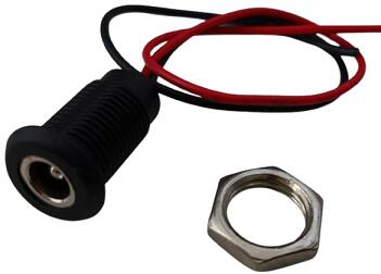 外径φ5.5　内径φ2.1　穴あけ用標準DCコネクタ　穴あけ約11mm　80mm電線付　1個入　＜bat-082＞外径φ5.5　内径φ2.1　穴あけ用標準DCコネクタ　穴あけ約11mm　80mm電線付　1個入　＜bat-082＞