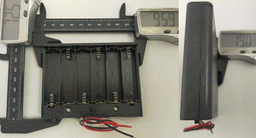 単三　6本　電池ボックス・電池ケース　ネジ〆・スイッチ・フタ付　約95.9×約72.5×...