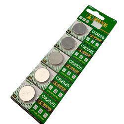 CR2025　リチウムボタン電池　3V　中国製　使い切り　1次電池　5個入　＜bat-153＞