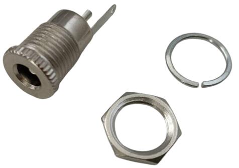 外径φ5.5　内径φ2.1mm　標準DCコネクタ　穴あけ約φ11mm　プラスチック製　ケースに穴を開け付けるタイプ　1個入　＜con-1908＞