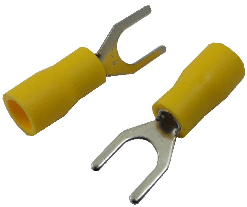 樂天商城 - U字端子・　ビニル絶縁付・角先開形端子　1-4表記　黄色　10個入　＜con-341＞