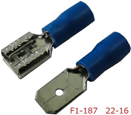 F1-187　22-16　差込型端子　4mm×7mm　青　オス10入　メス10入　＜con-386＞