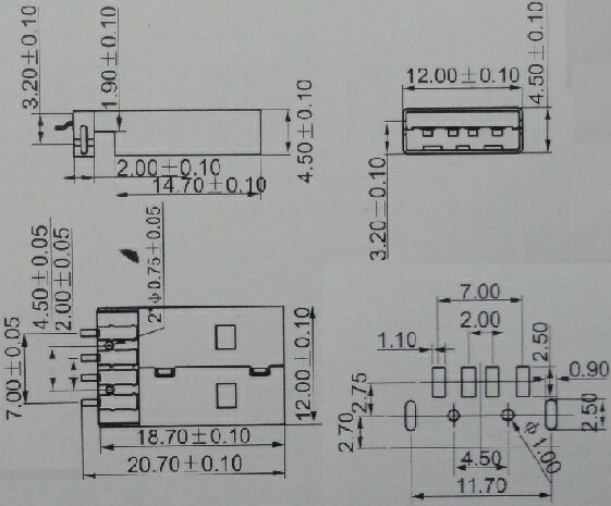 USBコネクタAタイプ　黒ベロ　 2個入＜con-565＞