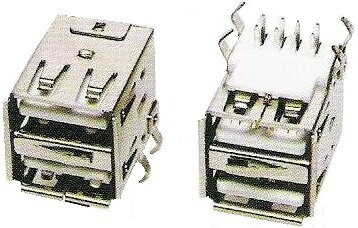 USBコネクタAタイプ　白ベロ　基板側　2口　2個入＜con-578＞