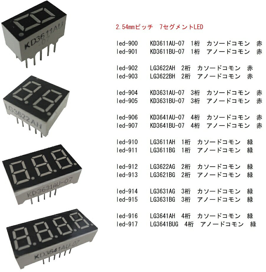 時計用7セグ　KD2841BUG　アノードコモン　7セグ4桁　緑　1個入　＜led-923＞