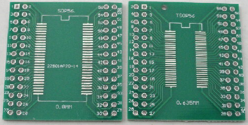 変換基板　表面　SOP56　0.8mm、裏面　TSOP56　0.635mm　1枚入　＜pcb-040＞