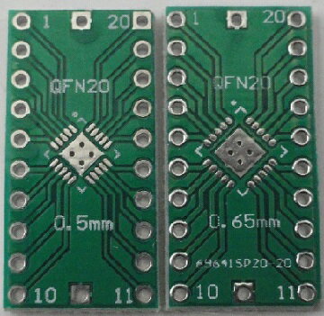 変換基板通販・販売 表面 QFN20 0.5mm 裏面 QFN]20 0.65mm 1枚入＜pcb-114＞