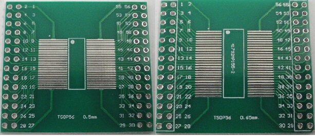 楽天札幌貿易変換基板通販・販売　表面　TSOP56　0.5mm、裏面　TSOP56　0.65mm　1枚入　＜pcb-124＞