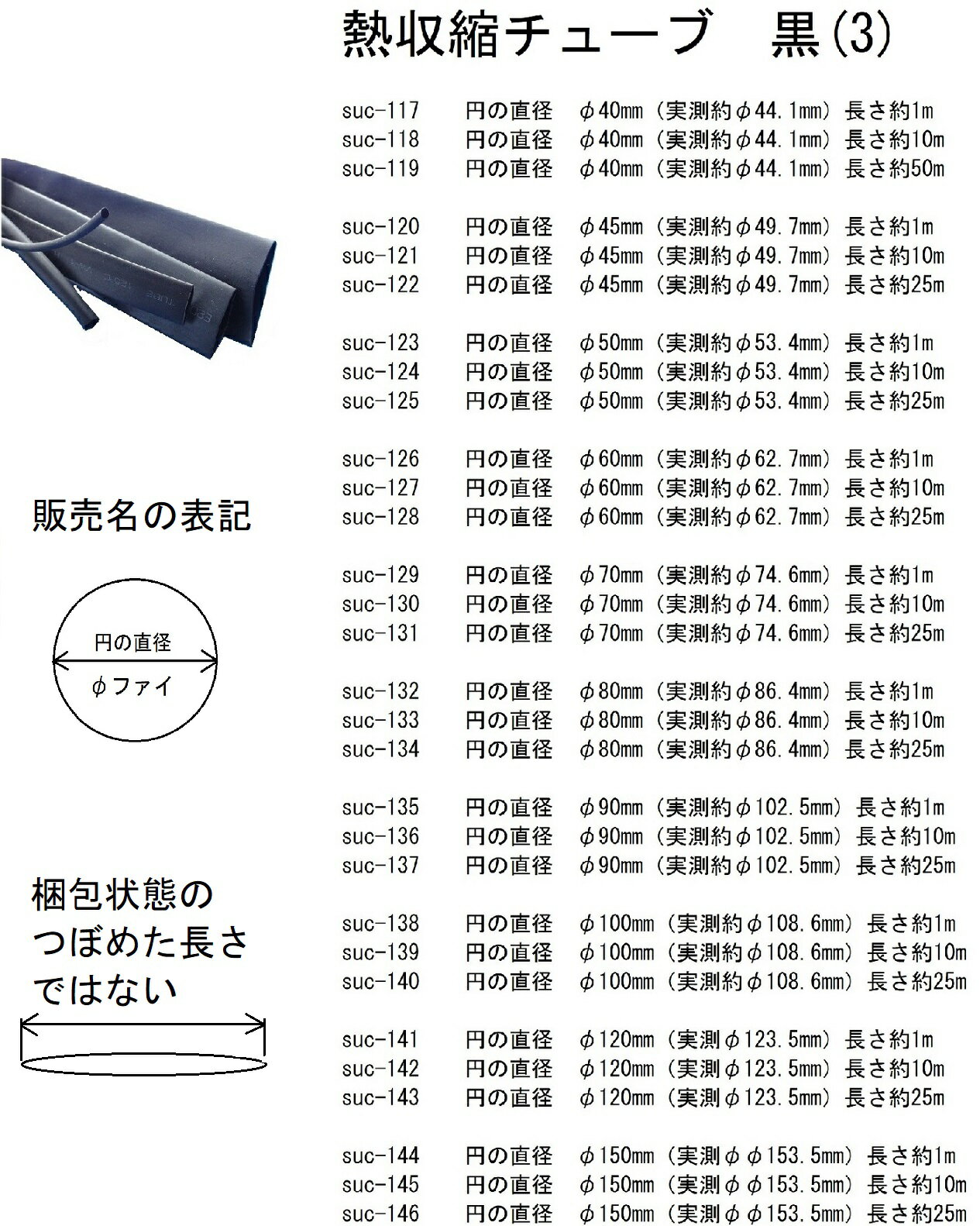 円の直径φ60mm(実測約φ62.7mm)熱収縮チューブ透明長さ約1m<suc-326>