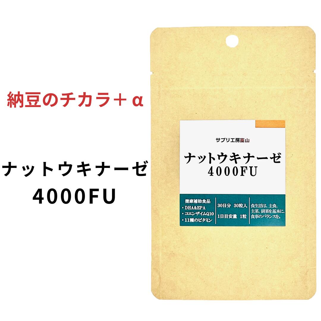 （1袋/3袋/6袋）ナットウキナーゼ 4000FU 約1ヵ月分 30粒 コエンザイム DHA ビタミン 納豆キナーゼ4000 サプリメント 健康食品 送料無料 / 健康 不飽和脂肪酸 美容 サラサラ GMP 日本製 サポート専門店