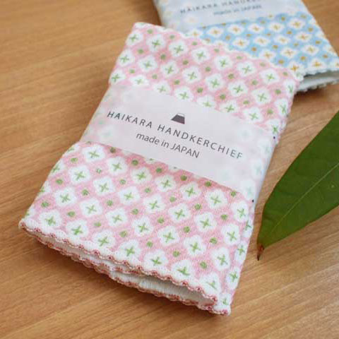 (定形外郵便対応)ハイカラハンカチーフ じゅうじ ピンク モダン お洒落 伝統 和風 可愛い 綿 コットン 日本製 〔お取り寄せ商品〕