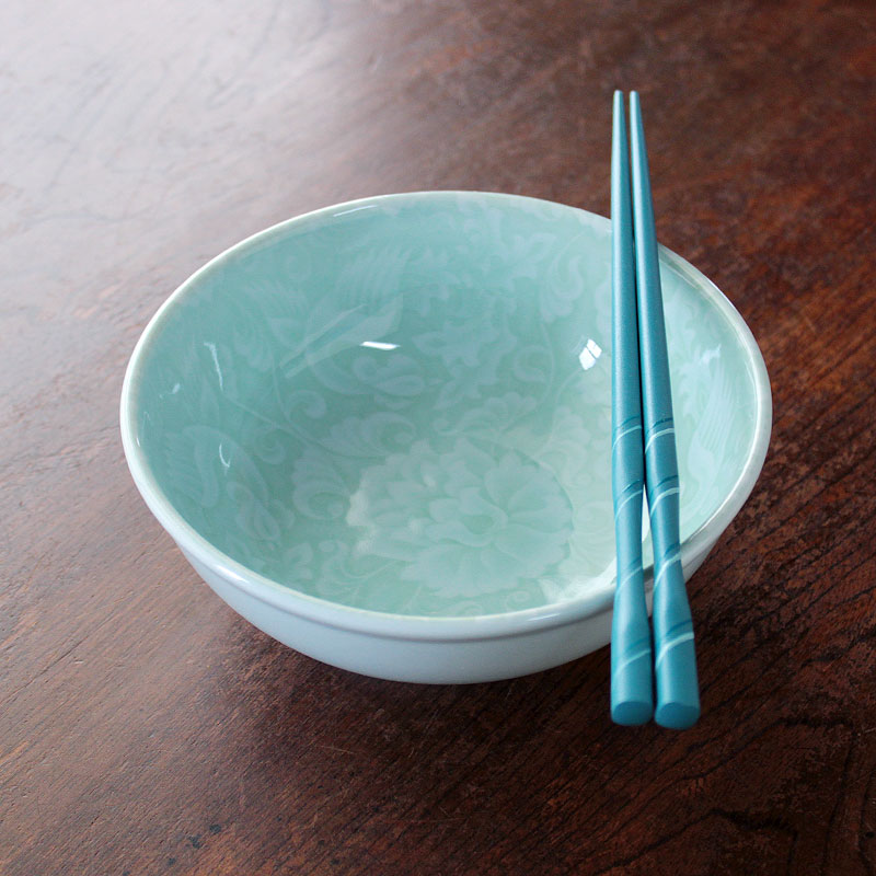 最大の割引 青磁 70106｜工芸品 茶碗 在銘 蓮の花模様 工芸品