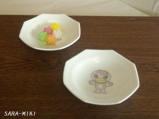 【アウトレット】八角 小皿（2色選択） / 和食器 小皿 イラスト入り