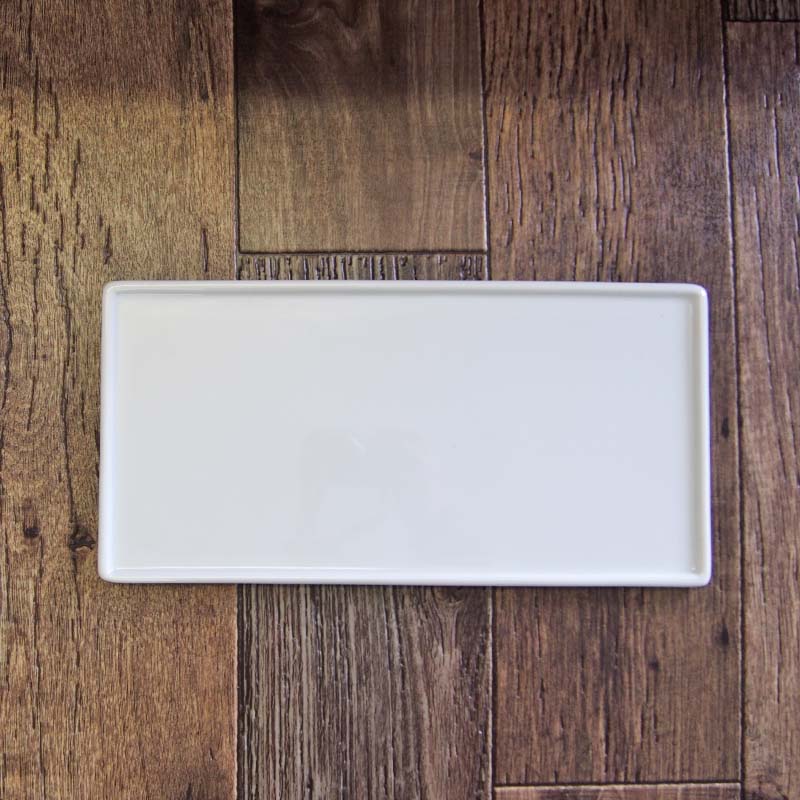 【アウトレット】白磁 玉縁 長角プレート 31cm / 白 長角皿 オードブル レクタングルプレート フラットプレート 前菜皿 長角トレー 陶板 和洋折衷