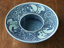 【アウトレット】唐草間取 山水 17.1cm 灰皿 / レトロ 来客用に 唐草模様 美濃焼 応接室 撮影用小道具