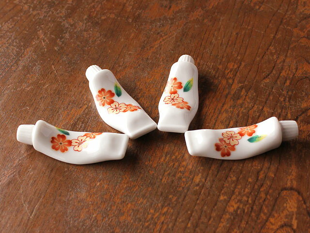 【アウトレット】桜絵 チューブ型 箸置き / さくら サクラ 和風 絵具型 ユニーク そっくり 花柄