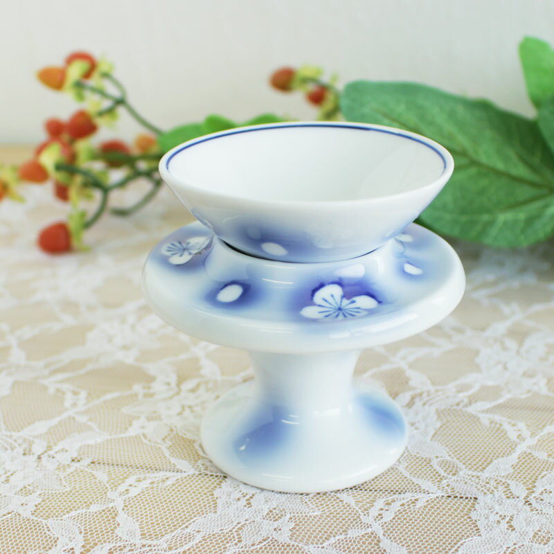 【アウトレット】藍梅 台座付 盃 / 食器 器 酒器 盃 ぐい飲み お酒 おちょこ チョク さかずき 杯 お猪..