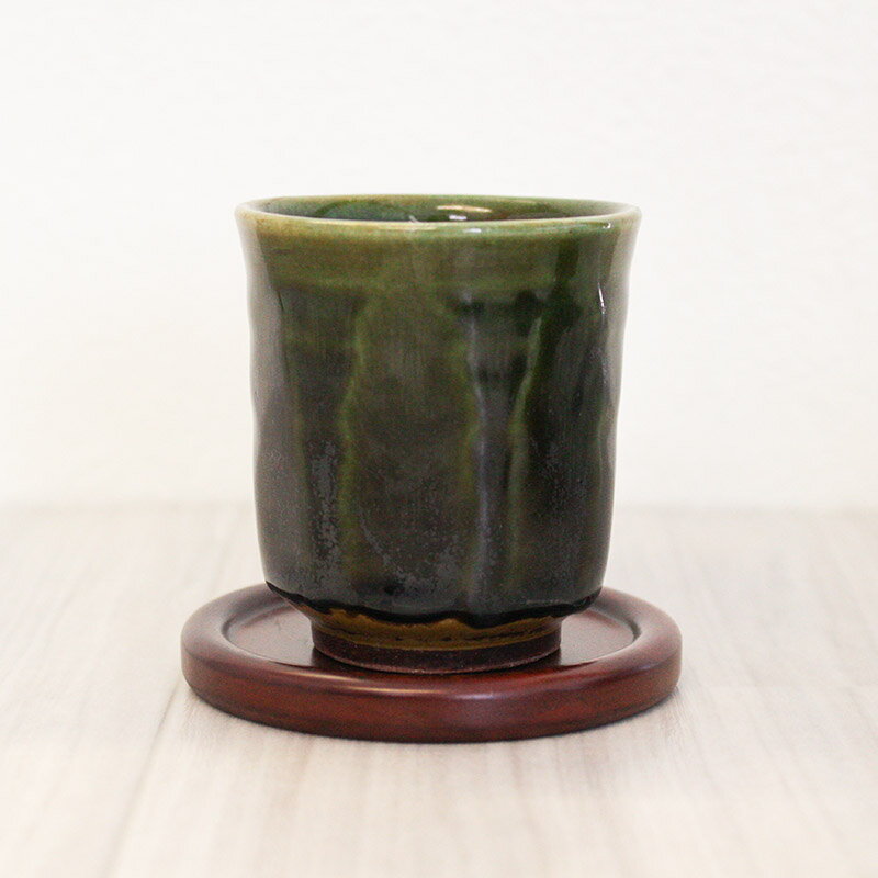 【アウトレット】織部 縦削ぎ 小湯呑【約Φ6.6×H7.4cm】 / 湯呑 小湯呑 ゆのみ 織部 お茶 アウトレット