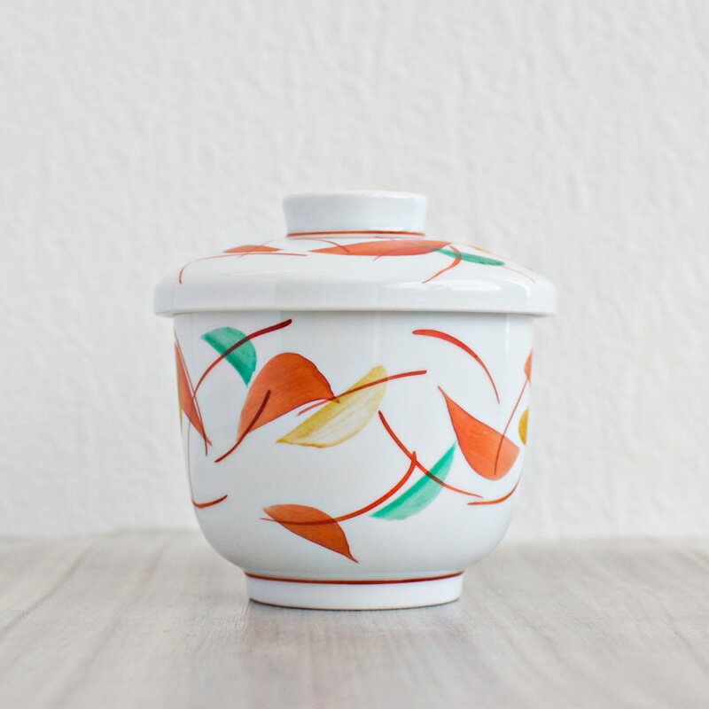 【アウトレット】手描き赤絵唐草 蒸し碗 Φ7.6×H6.5cm / 和食器 蒸し碗 蒸し茶碗 茶碗蒸し 赤絵 蓋付き..