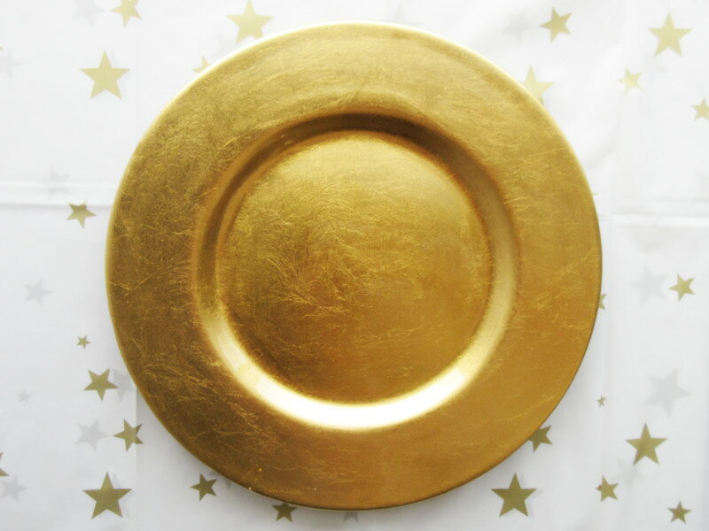 【アウトレット】素焼ゴールド金箔 32.3cm リムプレート / ゴールド 金色 インテリア 飾り皿 展示用 装飾 煌びやか 風水 金運アップ