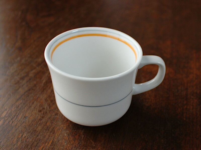 【アウトレット】グレー×オレンジライン コーヒーカップ / おうちでカフェ カップ ティーカップ デザートカップ コーヒータイム ティータイム cafe カフェ