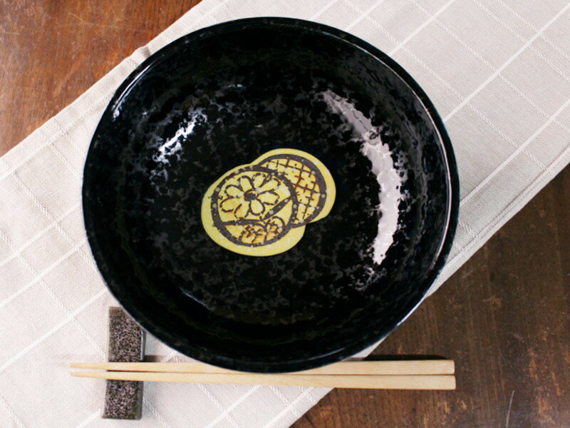 【アウトレット】油滴天目 丸紋 6.5 ボウル / 黒 ブラック 和風 花紋