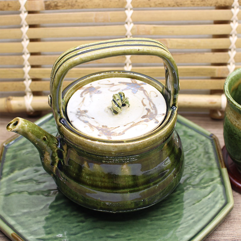 【アウトレット】手造り 織部 土瓶 [直径11.7×幅14.6×H14.6cm] / 高級 陶磁器 織部 手造り 土瓶 織部 ..