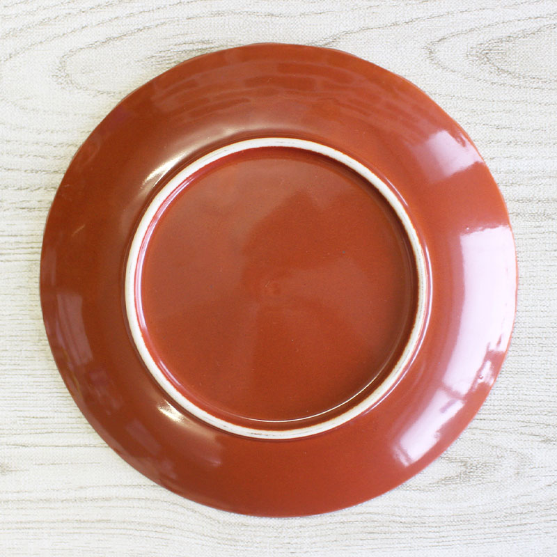 【アウトレット】えんじ色 ワンポイント フリル皿 [15.9×H2.5cm] / プレート 中皿 食器 取り皿 取皿 ケーキ皿 菊型 フリル ワンポイント 取り分け皿