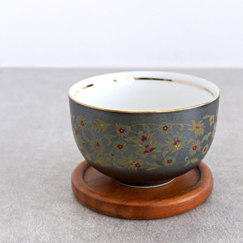 【アウトレット】オリエント更紗 煎茶 [Φ8.5cm×H5.4cm] / 黒い食器 ブラック 湯呑 ゆのみ 日本茶 緑茶 ..