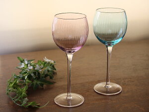 【アウトレット】カラーワイングラス（ブルー・ピンク選択）