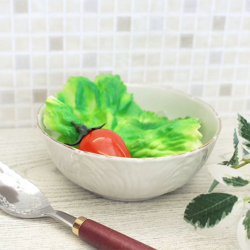 【アウトレット】クリーム色 フチ波 金線ボウル [Φ12.1×H4.7cm] / 白い器 サラダボウル コーンフレーク..