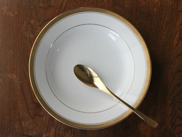 【アウトレット】リーフゴールド スープ 23.0cm / 高級洋食器 深皿 クープ皿 白い...