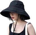 【P5倍+最大2000円offクーポン配布】 UVカット帽子 つば広 小顔効果 マジックテープ調節 あご紐 風で飛ばない 紫外線カット レディースハット 大きい...