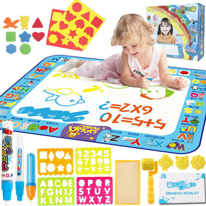 【20時〜マラソン限定全商品10%OFF★ 水だけで絵を書く！子供の趣味を育つのは最高！お絵かきシート お絵かきマット 知育おもちゃ 水で描く ぬりえ お絵かきボード 落書き 室内遊び 大きいサイズ 安全無毒 箱付き 子供用 プレゼント用