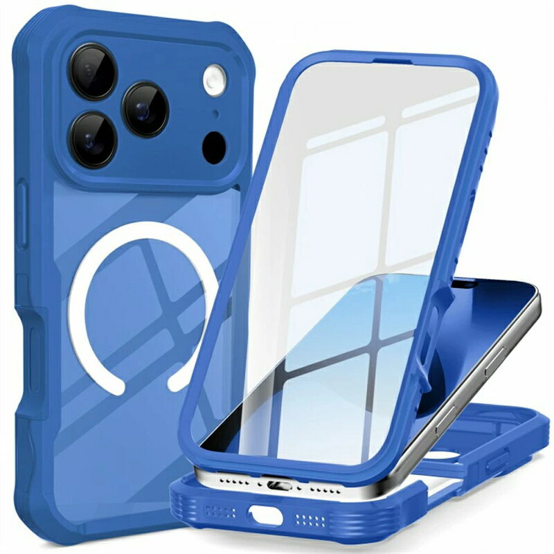 樂天商城 - iPhone17 Pro Max ケース 強化ガラスフィルム内蔵 360度全面保護 耐衝撃 超強力マグネット吸着 フルボディカバー カメラ保護付き MagSafe対応