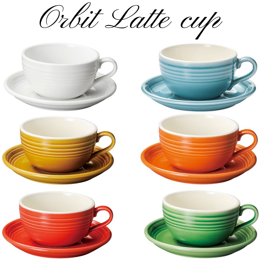 ラテカップ 400cc カップ オービット コーヒーカップ ティーカップ 白 青 茶 橙 赤 緑 洋食器 日本製 ..