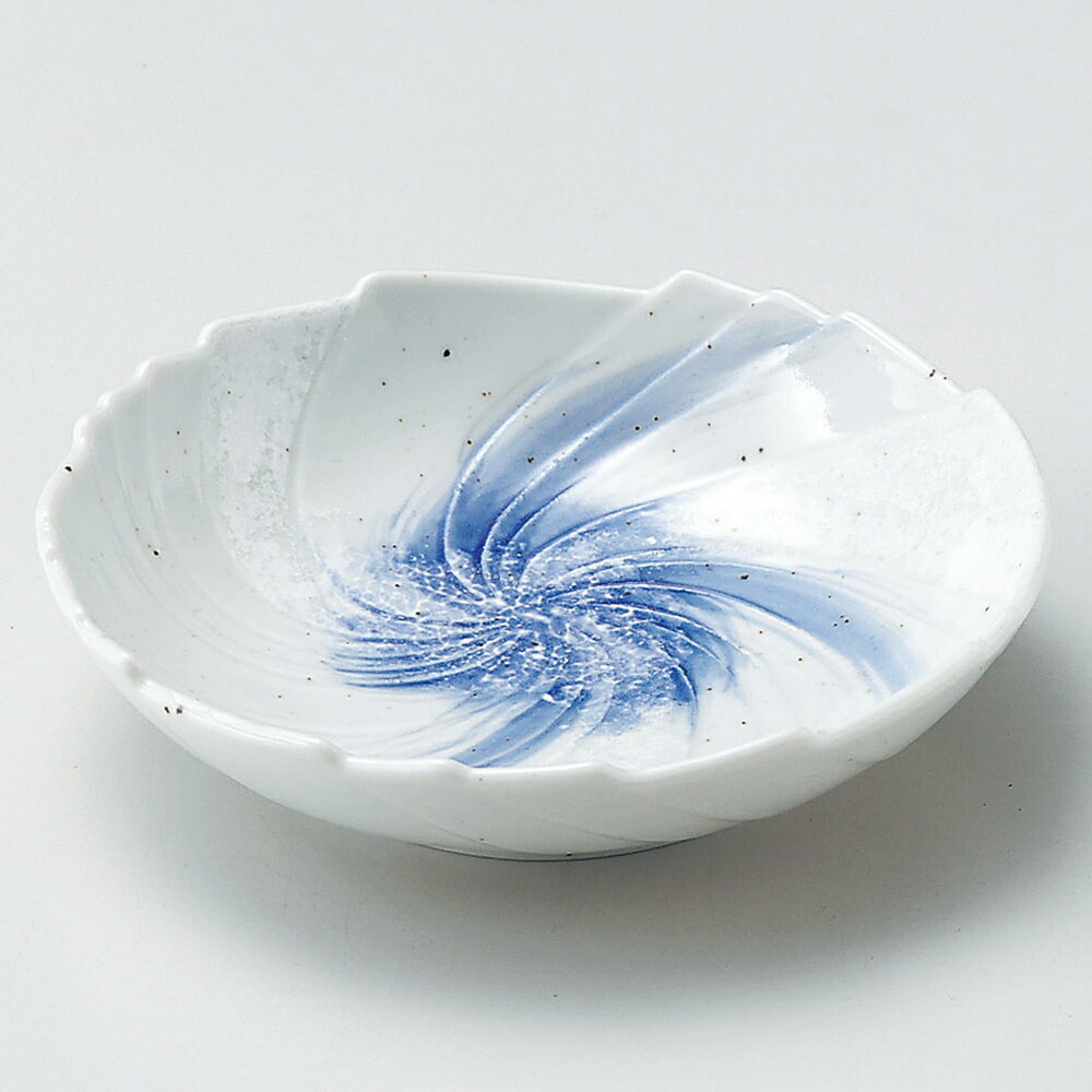 皿 お皿 食器 小皿 丸皿 平皿 14.3cm 向付 平鉢 浅鉢 取り鉢 取り皿 珍味皿 フルーツ皿 菓子皿 星雲うず型 ボウル 和食器 日本製 美濃焼 鉢 陶器 陶磁器 白 業務用