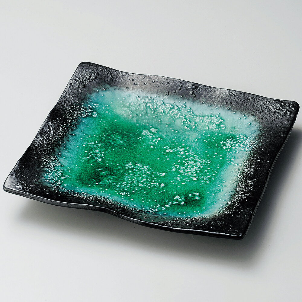 和食器 大皿 皿 角皿 大きい 前菜皿 26.5cm ディナー皿 プレート 美濃焼 刺身皿 おしゃれ 緑 スクエア 陶器 日本製 業務用