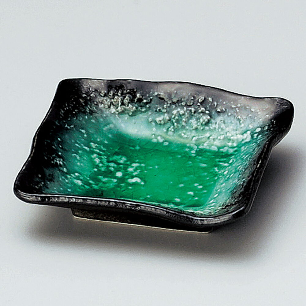 Rakuten - 小皿 漬物皿 珍味皿 グリーン 陶器 エメラルドグリーン 華角小皿 美濃焼 日本製 おしゃれ 業務用食器 器