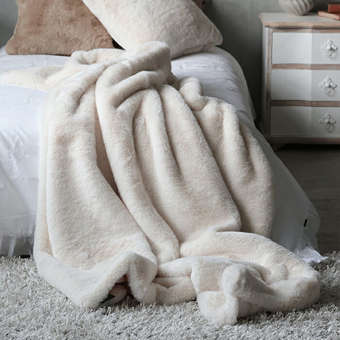 スロー 150 x 200cm アイボリー Haomy CHAMONIX // ブランケット ひざ掛け 膝掛け 白 ホワイト スロウ ..