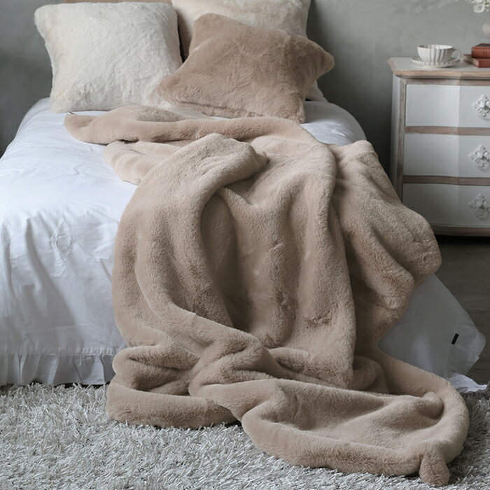 スロー 150 x 200cm ベージュ Haomy CHAMONIX // ブランケット ひざ掛け 膝掛け 茶色 スロウ スローケ..