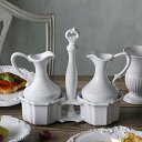 オイル & ビネガー ジャグ 3点 セット Trinitate // 陶器 ホワイト オイルジャー オイルボトル オイルポット 調味料入れ 調味料 油 酢 白 ...