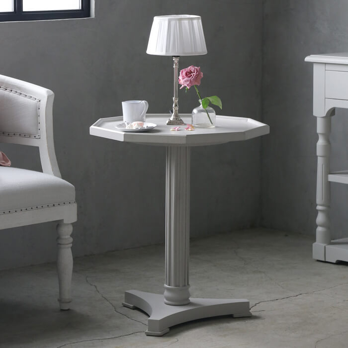 サイドテーブル グレー BlancNature Liane // ナチュラル ナイトテーブル アンティーク調 シャビーシック フレンチ 北欧 おしゃれ サラグレース【家具】