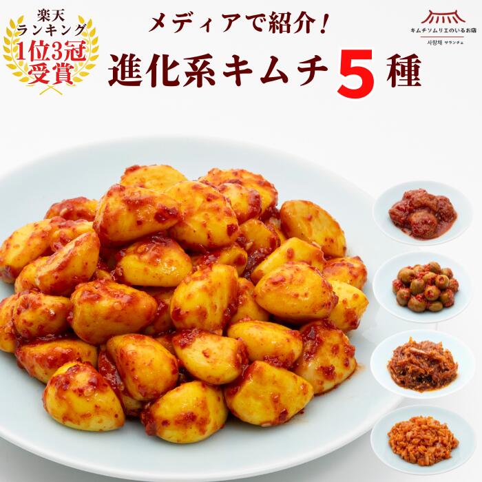 Rakuten - ＼NEW／【ランキング1位3冠受賞】メディアで注目の進化系キムチセット (梅干し・カレーにんにく・干し鱈・オリーブ・つぶ貝) 発酵食品 本場韓国 おつまみ ご飯のお供 ギフト ご褒美キムチ 海鮮キムチ 第一物産 ご馳走キムチ 贅沢キムチ サランチェ