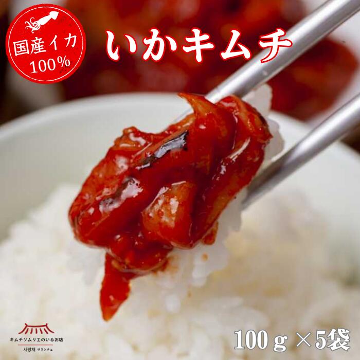 乐天商城 - ＼国産イカ使用／【いかキムチ100g×5袋】 お買い得 お徳用 いかの塩辛 本場 韓国 海鮮キムチ ご褒美キムチ 贅沢 発酵 手仕込み 旨辛 ご飯のお供 おつまみ ギフト サランチェ キムチソムリエ 第一物産