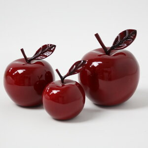 リンゴのオブジェ 3サイズセット レッド 金属【メール便NG】バリ雑貨 ペーパーウェイト　アップル