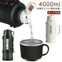 4L ウォータージャグ 小型 保冷 保温 ステンレス 真空 水筒 4000ml 大容量 ワンタッチ 持ち手 カップ付き ジャグ タンク スポーツジャグ 持ち運び 広口 氷入れ 洗いやすい アウトドア キャンプ スポーツ レジャー 【送無】