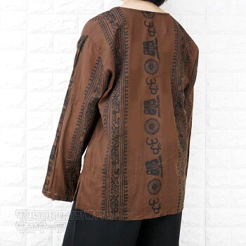 エスニックTシャツ長袖トップスメンズレディースユニセックスヒンディーヒンドゥー大きめサイズゆったりアジアンファッション
